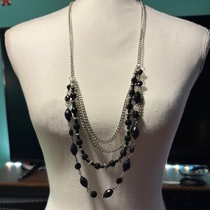 Sophisticated Black and Silver Multi-Strand Necklace